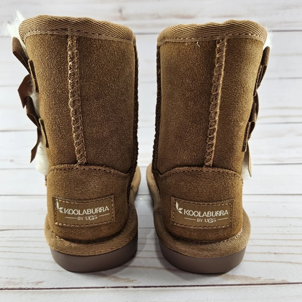 Koolaburra UGG Victoria Toddler Girls Size 7 Chestnut Suede Sheepskin Short Boot